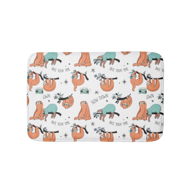 Cute Sloth Pattern Bath Mat (Front)