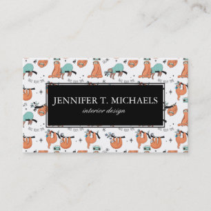 Cute Sloth Pattern Business Card