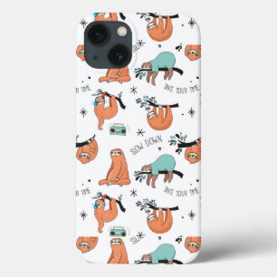Cute Sloth Pattern iPhone 13 Case