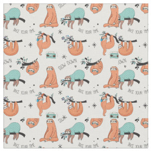 Cute Sloth Pattern Fabric