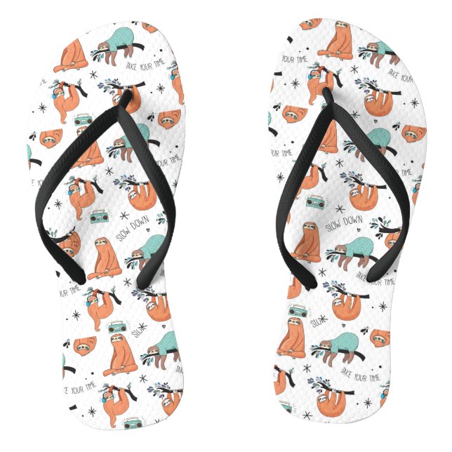 Cute Sloth Pattern Jandals (Footbed)