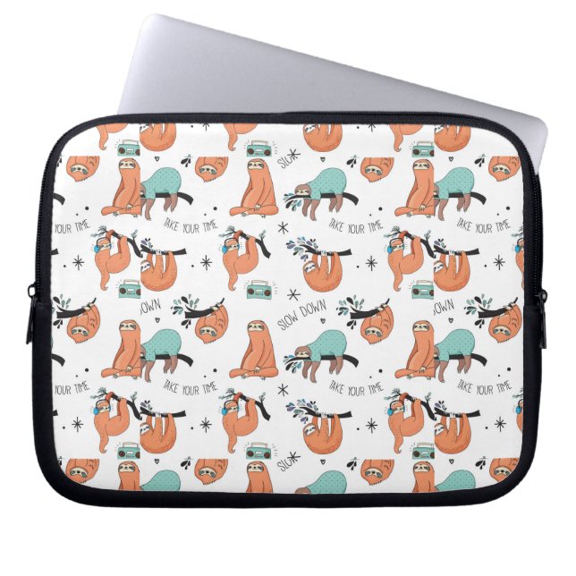 Cute Sloth Pattern Laptop Sleeve (Front)
