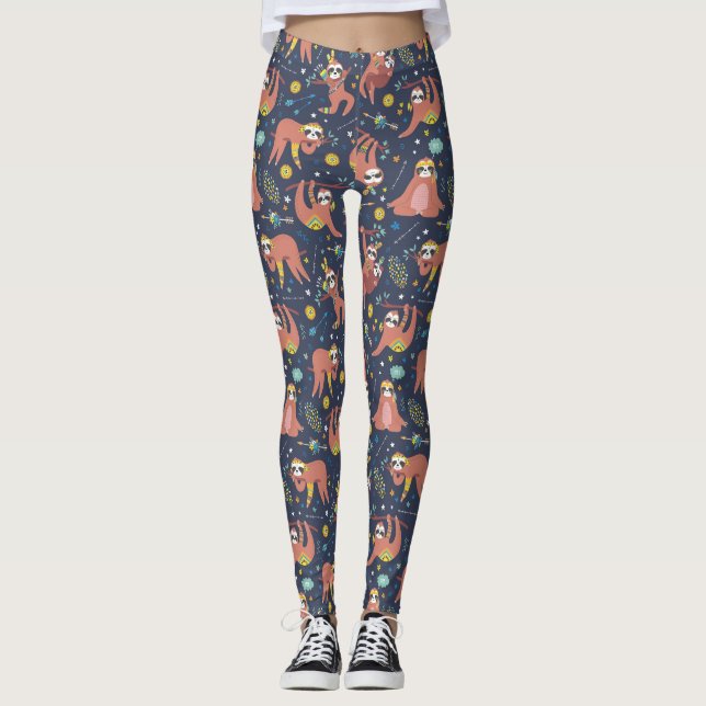 Cute Sloth Pattern Leggings (Front)