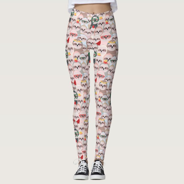 Cute Sloth Pattern Leggings (Front)