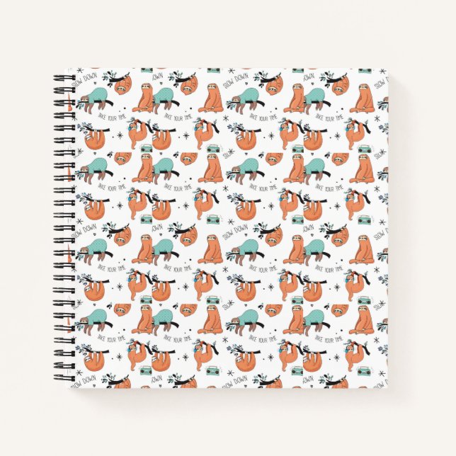 Cute Sloth Pattern Notebook (Front)