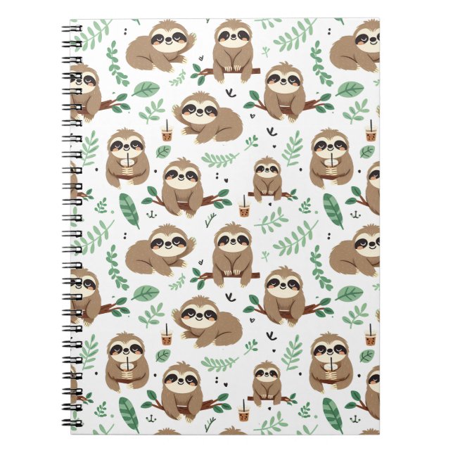 Cute Sloth Pattern Notebook (Front)