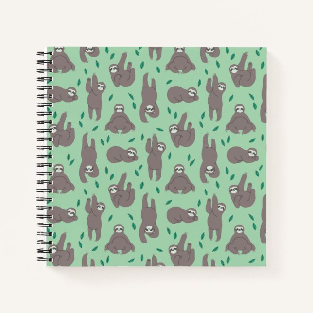 Cute Sloth Pattern Notebook (Front)