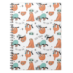 Cute Sloth Pattern Spiral Notebook