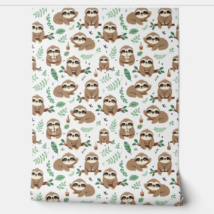 Cute Sloth Pattern Wallpaper