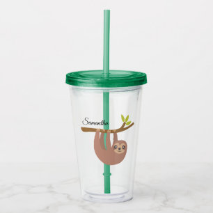 Cute Sloth Personalised Acrylic Tumbler