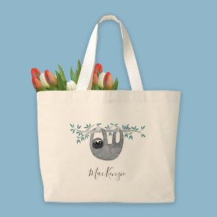 Cute Sloth Personalised Large Tote Bag
