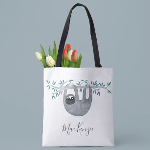 Cute Sloth Personalised Tote Bag