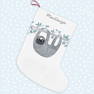 Cute Sloth Personalized Small Christmas Stocking