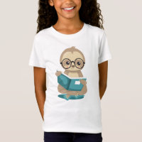 Cute Sloth Reader School Book Lover with Glasses