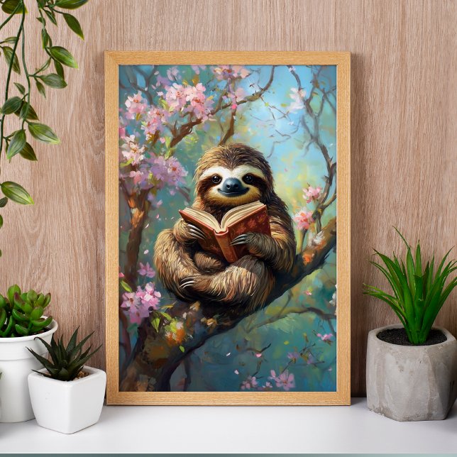 Cute Sloth Reading a Book Poster (Creator Uploaded)
