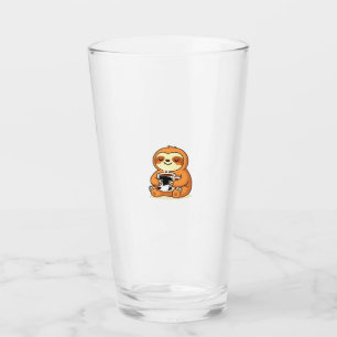 Cute Sloth Relaxing with Hot Coffee Premium T-Shir Glass