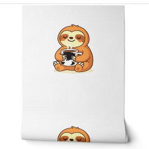 Cute Sloth Relaxing with Hot Coffee Premium T-Shir Wallpaper