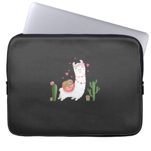Cute Sloth Riding Llama Shirt Heart Valentines Day Laptop Sleeve