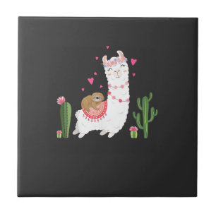 Cute Sloth Riding Llama Shirt Heart Valentines Day Tile