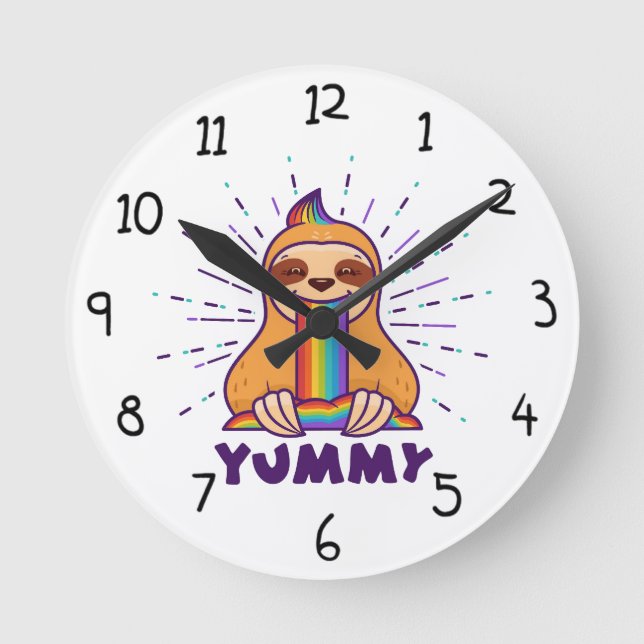 Cute Sloth Round Clock (Front)