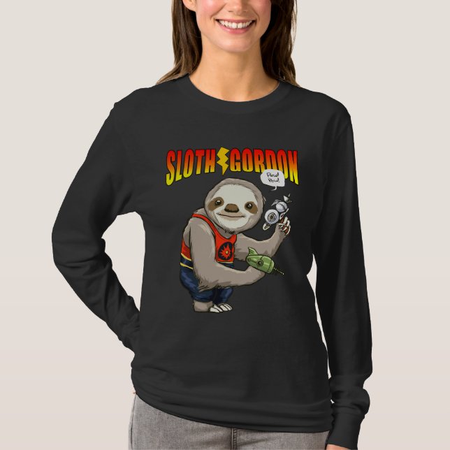 Cute Sloth Science Fiction Funny T-Shirt (Front)