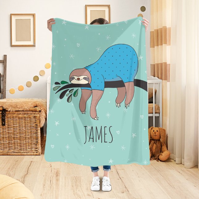 Cute Sloth Sherpa Blanket (Snuggle like a sleepy sloth with this blanket full of personality!)