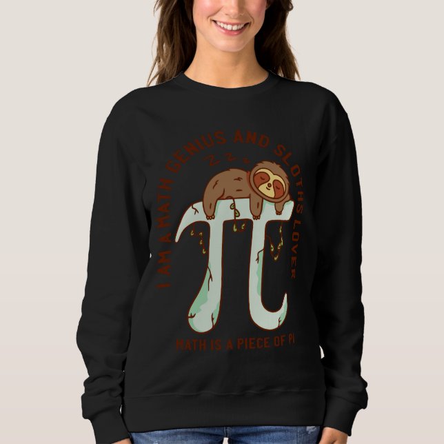 Cute Sloth Sleep On 3 14 Pi Number Symbol Math Sci Sweatshirt (Front)