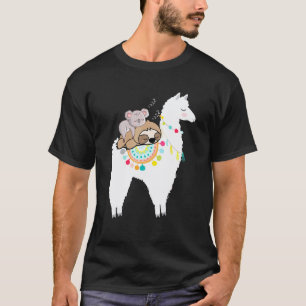 Cute Sloth Sleeping On Llama Koala Men Women Kid T-Shirt