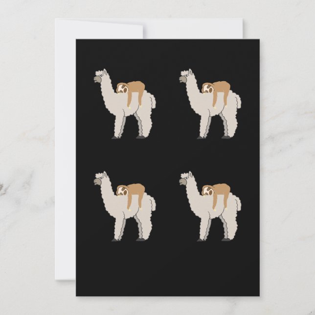 Cute Sloth Sleeping on Llama Pattern Invitation (Front)