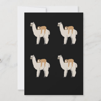 Cute Sloth Sleeping on Llama Pattern Invitation