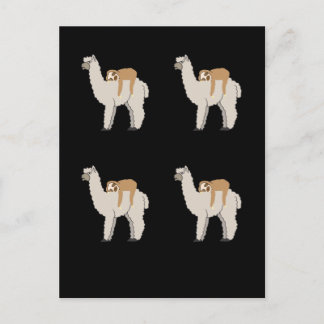 Cute Sloth Sleeping on Llama Pattern Postcard