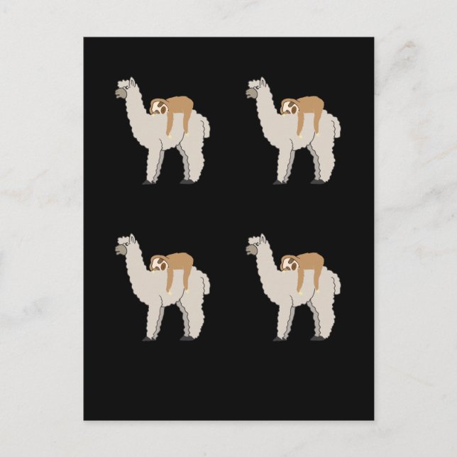 Cute Sloth Sleeping on Llama Pattern Postcard (Front)