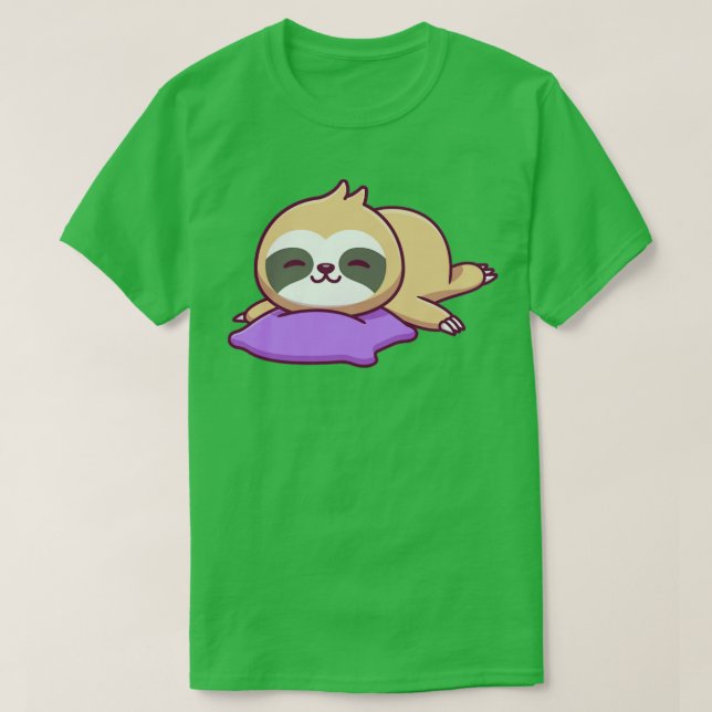 Cute Sloth Sleeping On Pillow T-Shirt (Design Front)