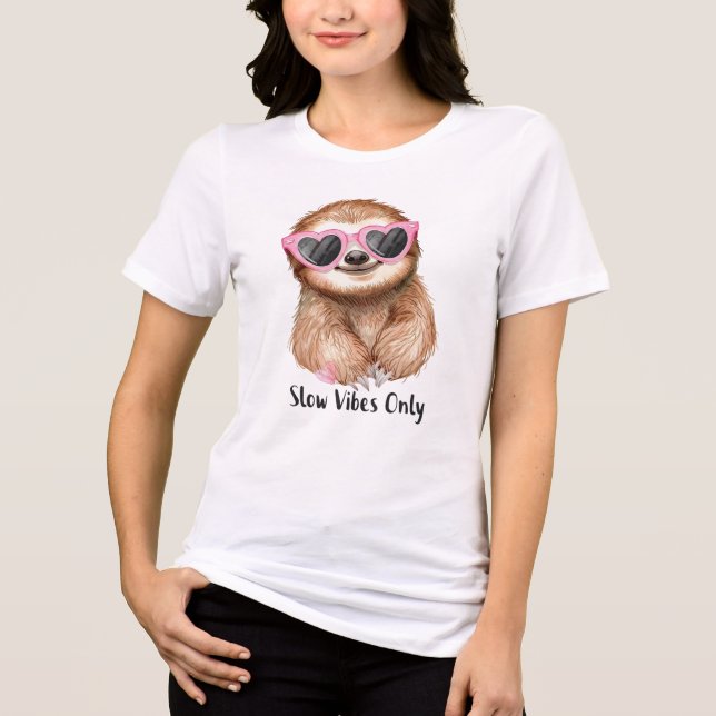 Cute Sloth “Slow Vibes Only” T-Shirt  Tri-Blend Shirt (Front)