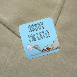 Cute Sloth Sorry I'm Late Funny Belated Cartoon Square Sticker