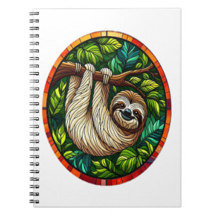 Cute Sloth Stained Glass Ornament Notebook