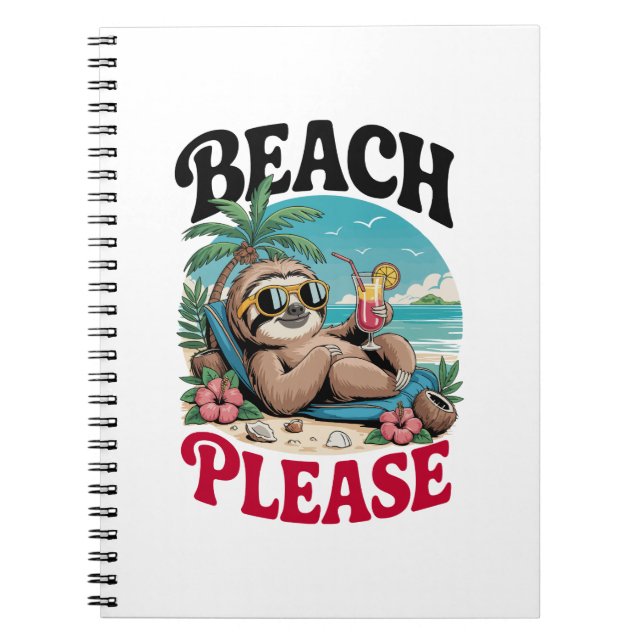Cute Sloth Summertime Notebook (Front)