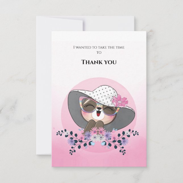Cute Sloth Thank You Card (Front)