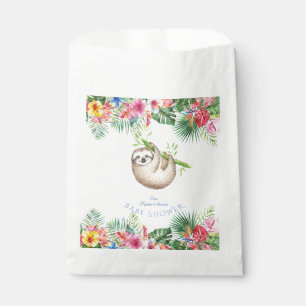 Cute Sloth Tropical Flowers Frame Baby Shower Favour Bags