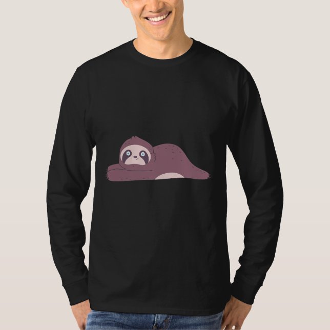 Cute Sloth Vector Sticker Illustration T-Shirt (Front)