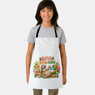 Cute Sloth Watering Plants Tropical Garden Apron