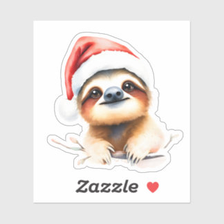 Cute Sloth Wearing A Santa hat