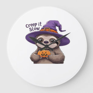 Cute Sloth Witch Halloween Shirt � Creep It Slow P Large Clock