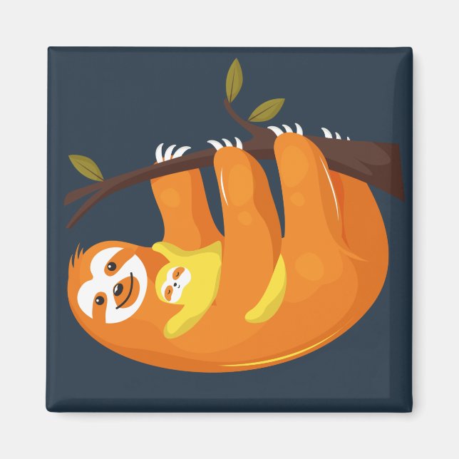 Cute Sloth with baby Magnet (Front)