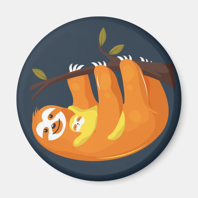Cute Sloth with baby Magnet (Front)