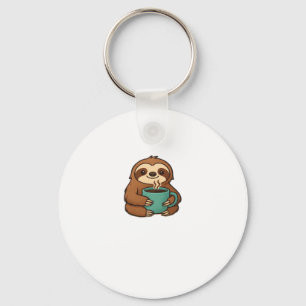 Cute Sloth with Coffee Mug � Cosy Relaxed Animal A Key Ring