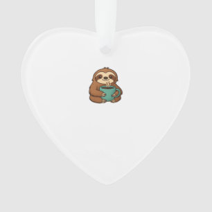 Cute Sloth with Coffee Mug � Cozy Relaxed Animal A Ornament