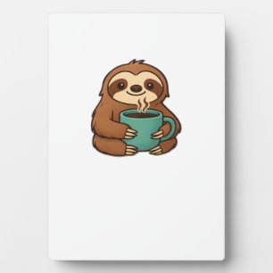 Cute Sloth with Coffee Mug � Cozy Relaxed Animal A Plaque