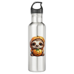 Cute Sloth with Pumpkin Halloween Cartoon Vector I 710 Ml Water Bottle
