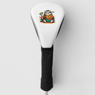 Cute Sloth with Pumpkin Halloween Cartoon Vector I Golf Head Cover